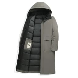 Winter Fleece Long Jacket with Hood Windbreaker OvercoatMens Coats Casual Thicken Warm Men Long Outwear Clothing Business Parka
