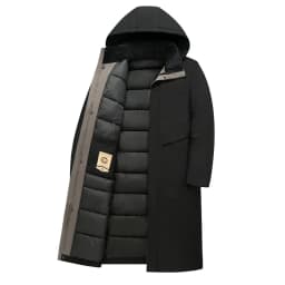 Winter Fleece Long Jacket with Hood Windbreaker OvercoatMens Coats Casual Thicken Warm Men Long Outwear Clothing Business Parka