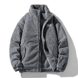 New Winter Fashion Casual Parkas for Men Stand Collar Solid Color Outerwear Corduroy Thicken Warm Jacket Cotton-padded Jacket