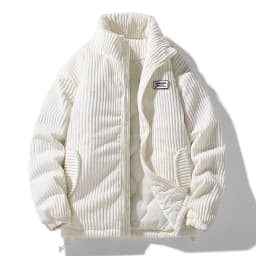 New Winter Fashion Casual Parkas for Men Stand Collar Solid Color Outerwear Corduroy Thicken Warm Jacket Cotton-padded Jacket