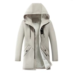 Mens Cotton Windproof Solid Color Coats Parkas Jackets for Men Long Hooded Coat Winter New Warm Thick Fleece Parkas Jacket
