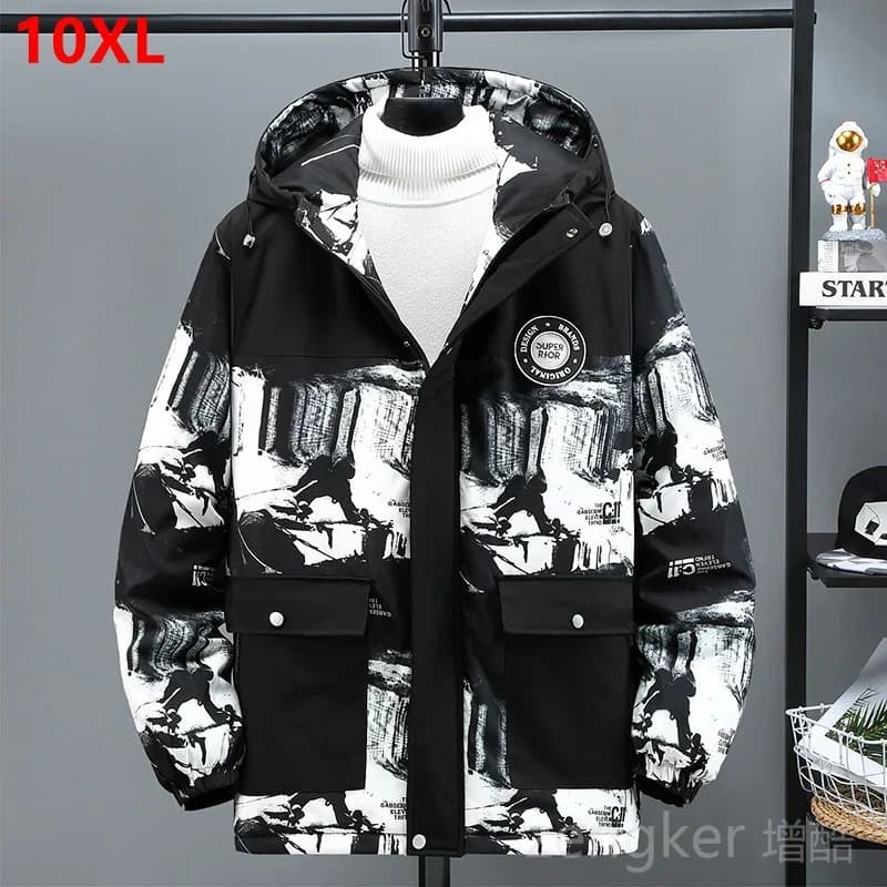 Winter plus size winter jacket men warm cotton clothing youth hooded big size jacket 10XL 9XL coat men winter