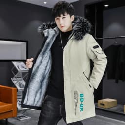 DIMUSI Winter Men's Mid-Long Parkas Coats Male Thermal Hooded Jackets Men Classic Fur Collar Fleece Liner Padded Jacket Clothing