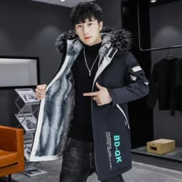 DIMUSI Winter Men's Mid-Long Parkas Coats Male Thermal Hooded Jackets Men Classic Fur Collar Fleece Liner Padded Jacket Clothing
