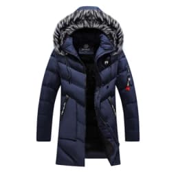 DIMUSI Winter Men's Long Jacket Fashion Men Fur Collar Thermal Classic Coats Casual Warm Windbreaker Padded Jackets Men Clothing