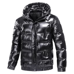 Shiny Parka Winter New WarmThickened Hooded Waterproof Puffer Jacket Coat Solid Casual Streetwear Windproof Outwear Male Parkas