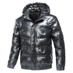 Shiny Parka Winter New WarmThickened Hooded Waterproof Puffer Jacket Coat Solid Casual Streetwear Windproof Outwear Male Parkas