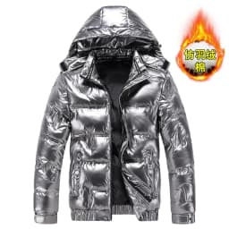 Shiny Parka Winter New WarmThickened Hooded Waterproof Puffer Jacket Coat Solid Casual Streetwear Windproof Outwear Male Parkas