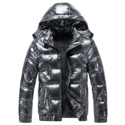 Shiny Parka Winter New WarmThickened Hooded Waterproof Puffer Jacket Coat Solid Casual Streetwear Windproof Outwear Male Parkas