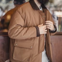 Maden Vintage Men's Safari Cotton Jacket Warm Padded Hunting Jacket Corduroy Collar Barn Coat Windbreaker for Autumn Winter