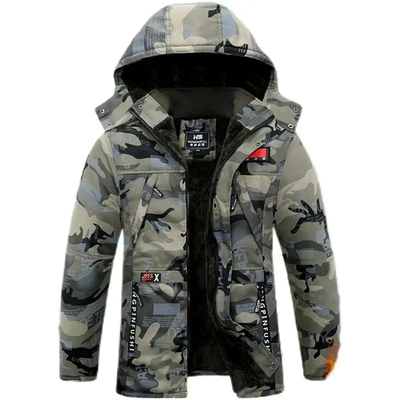 Camouflage Down Parkas Jackets 2024 Men's Parka Hooded Coat Male Fur Collar Parkas Winter Jacket Men Military Cotton Overcoat