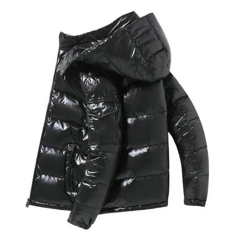 brand White Duck Down Coats Man Winter Fashion Solid Zipper Outwears Thicken Down Jacket Men Casual Hood Shiny Warm Loose Parkas
