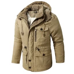 Winter Thick Warm Jacket Men Casual Thick Hooded Windproof Parka Solid Color Plus Size Multi Pocket Men Jacket USA SIZE S-2Xl