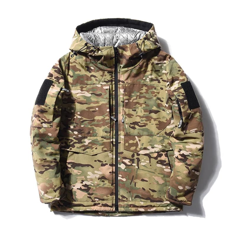 Men's Thermal Reflection Tactical Jacket Winter Short Padded Coat All Terrain Camo Outdoor Windproof Military for Hunting