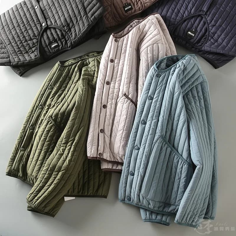 2024 Winter Men New Solid Color Casual Liners Coats Male Lightweight Cotton Padded Jackets Men Loose Casual Warm Outerwear G545