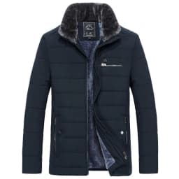 Men's Warm Jacket Winter Coats Fur Collar Windbreaker Cotton Padded Anorak Thick Black Coat Male Casual Fleece Jacket Men