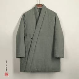 Tang Suit Cotton-Padded Jacket Men Chinese Stylethicken Coat Winter Vintage Solid Color Cotton Linen Outerwear Oriental Parkas
