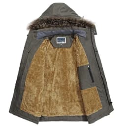 Casual Faux Fur Hooded Fleece Long Male Jacket Winter Jacket Men's Plus Size Cotton Padded Warm Parka CoatWindbreaker Parkas