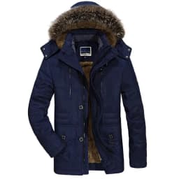 Casual Faux Fur Hooded Fleece Long Male Jacket Winter Jacket Men's Plus Size Cotton Padded Warm Parka CoatWindbreaker Parkas