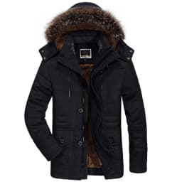 Casual Faux Fur Hooded Fleece Long Male Jacket Winter Jacket Men's Plus Size Cotton Padded Warm Parka CoatWindbreaker Parkas