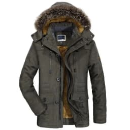 Casual Faux Fur Hooded Fleece Long Male Jacket Winter Jacket Men's Plus Size Cotton Padded Warm Parka CoatWindbreaker Parkas