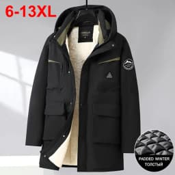 Men's Plus Size Parkas 13XL 12XL Winter Jackets 11XL Thicken Warm Hooded Coat Man Black Big Size Padded Jacket 10XL 9XL Outwear
