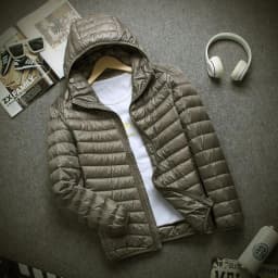 Autumn Winter Men's Seamless Lightweight Hooded down Cotton Jacket Outerwear Trendy Youth Casual Warm Polyester Fiber