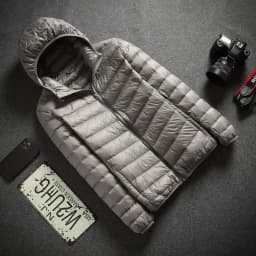 Autumn Winter Men's Seamless Lightweight Hooded down Cotton Jacket Outerwear Trendy Youth Casual Warm Polyester Fiber