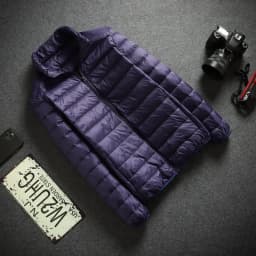 Autumn Winter Men's Seamless Lightweight Hooded down Cotton Jacket Outerwear Trendy Youth Casual Warm Polyester Fiber