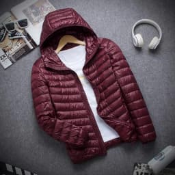 Autumn Winter Men's Seamless Lightweight Hooded down Cotton Jacket Outerwear Trendy Youth Casual Warm Polyester Fiber