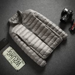 Autumn Winter Men's Seamless Lightweight Hooded down Cotton Jacket Outerwear Trendy Youth Casual Warm Polyester Fiber