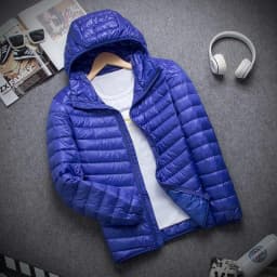 Autumn Winter Men's Seamless Lightweight Hooded down Cotton Jacket Outerwear Trendy Youth Casual Warm Polyester Fiber