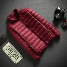 Autumn Winter Men's Seamless Lightweight Hooded down Cotton Jacket Outerwear Trendy Youth Casual Warm Polyester Fiber