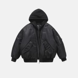 Mens Jacket Harajuku American Aviator Hooded Cotton Bomber Winter Thick Warm Fake Two Piece Streetwear Casual Fashion Coat New