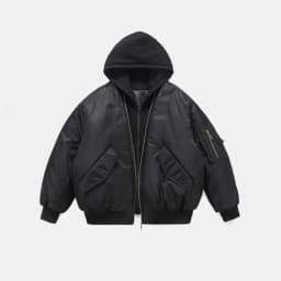 Mens Jacket Harajuku American Aviator Hooded Cotton Bomber Winter Thick Warm Fake Two Piece Streetwear Casual Fashion Coat New