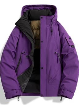Afashion Thickened Winter Cotton Jacket Men's Outdoor Coat Windproof Warm Winter Clothes Hooded Polyester Fiber Standard Fit Cle