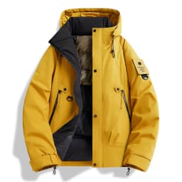Afashion Thickened Winter Cotton Jacket Men's Outdoor Coat Windproof Warm Winter Clothes Hooded Polyester Fiber Standard Fit Cle
