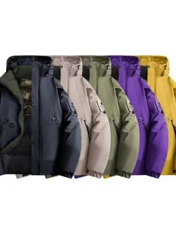 Afashion Thickened Winter Cotton Jacket Men's Outdoor Coat Windproof Warm Winter Clothes Hooded Polyester Fiber Standard Fit Cle