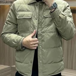 2026 Fashion Winter Warm Men Cotton Jacket Loose Casual Flip Collar Male Jacketcoat High Quality Solid Casual Multi-Pocket Parka