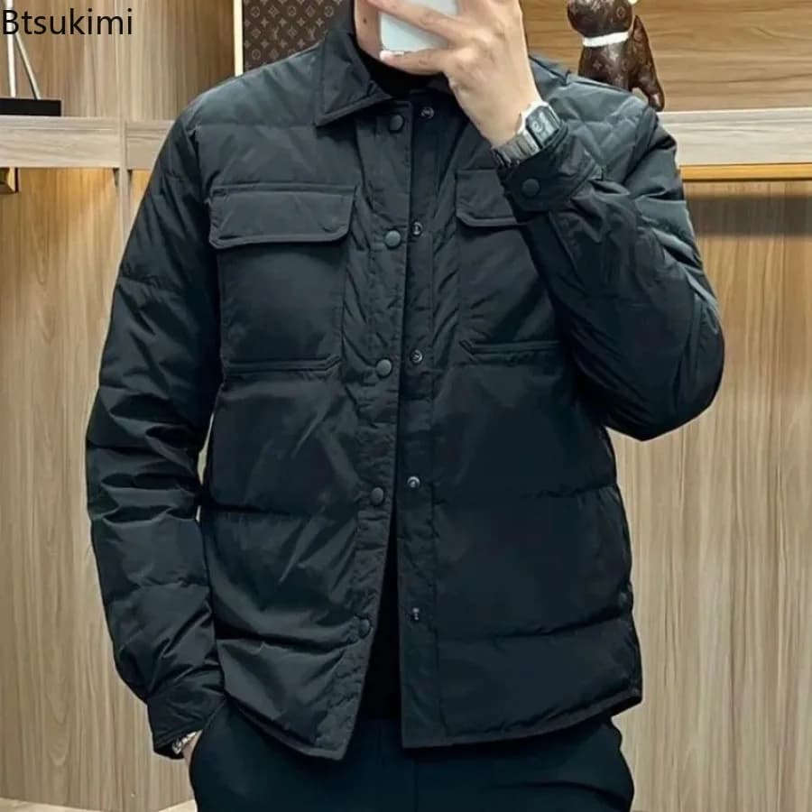 2026 Fashion Winter Warm Men Cotton Jacket Loose Casual Flip Collar Male Jacketcoat High Quality Solid Casual Multi-Pocket Parka