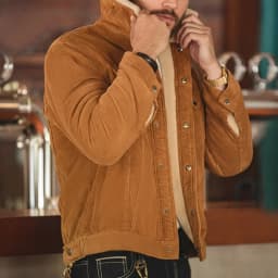 Maden Faux Lamb Wool Corduroy Jacket for Men Ginger Color Thickened Lapel Single-breasted Coat Fall and Winter Warm Jacket
