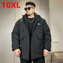 Big size winter loose hooded Parkas waterproofing clothing men's workwear casual pocket thickened 10xl 160kg jackets for men