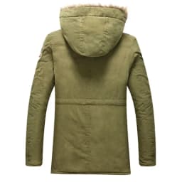 Winter Faux Fur Men's Thicken Parka Casual Outerwear Trim Hooded Patch Detail Fleece Coat Male Autumn Overcoat Wadded Jackets