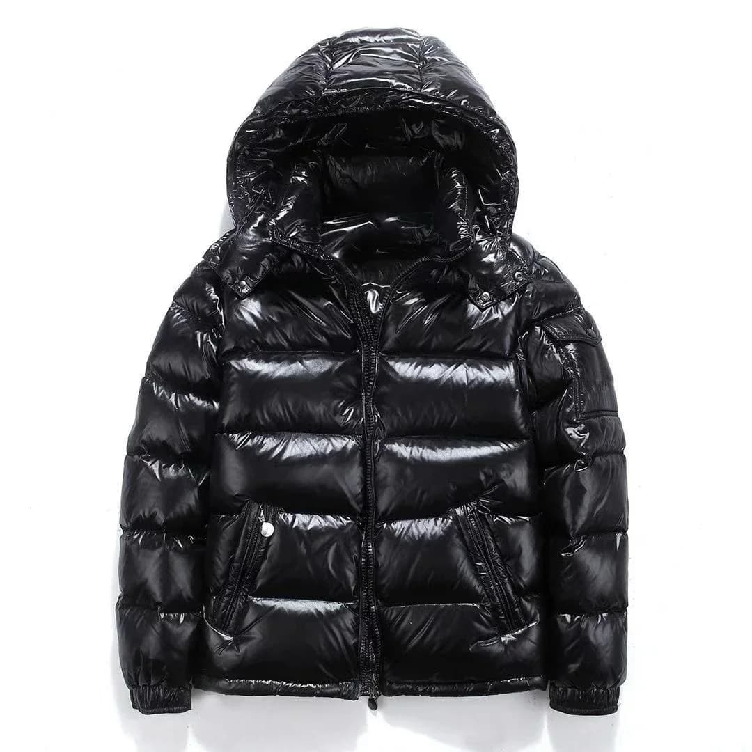 Warm Coat Mens Parkas Glossy Black Jackets Solid Color Parka Coat Men's Fashion Winter Jacket Men Parkas Thicken Winter Parkas
