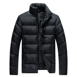 Men's Thickened Cotton Jacket Casual Warm Stand Collar Anti-H Cold Padded Coat Long Sleeve Polyester Filling CleanFit Style