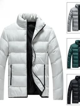 Men's Thickened Cotton Jacket Casual Warm Stand Collar Anti-H Cold Padded Coat Long Sleeve Polyester Filling CleanFit Style