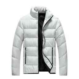 Men's Thickened Cotton Jacket Casual Warm Stand Collar Anti-H Cold Padded Coat Long Sleeve Polyester Filling CleanFit Style
