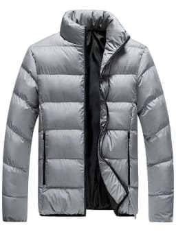 Men's Thickened Cotton Jacket Casual Warm Stand Collar Anti-H Cold Padded Coat Long Sleeve Polyester Filling CleanFit Style