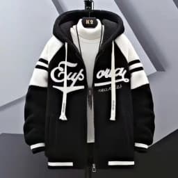Lamb Velvet Jacket Men's Autumn Winter Casual Hooded Jacket Trendy Brand Particle Velvet Cotton Coat Youth Popular Standard Fit