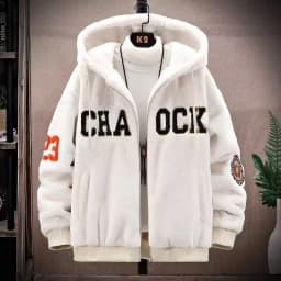 Lamb Velvet Jacket Men's Autumn Winter Casual Hooded Jacket Trendy Brand Particle Velvet Cotton Coat Youth Popular Standard Fit